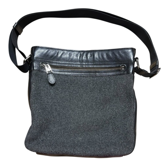 Coach purse tech crossbody gray wool black leather bag - Picture 1 of 6